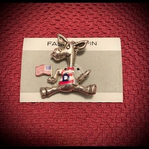 Democrat Donkey with Flag Pin